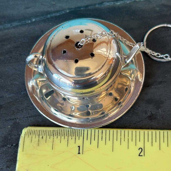 Wolfenden Sterling Silver Tea Ball / Strainer, Infuser with plate - Picture 3 of 5